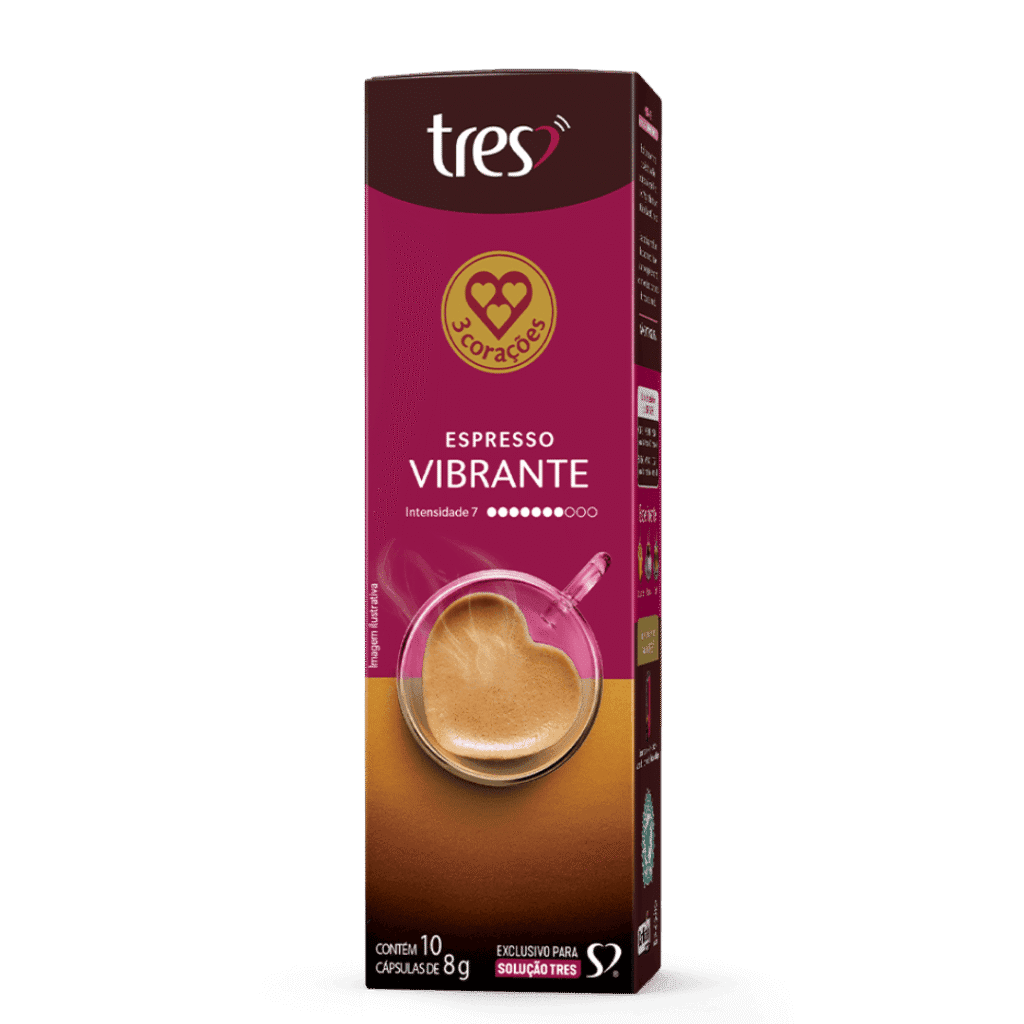 Capsula TRES Café Espresso Vibrante 3 Corações 10 unidades