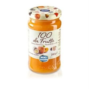 Geleia Italiana MENZ & GASSER 100 da Frutta Pêssego e Maracujá 240g