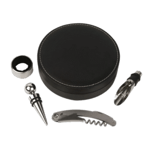 Kit Acessórios para Vinho ACASA Couro com 4 Peças