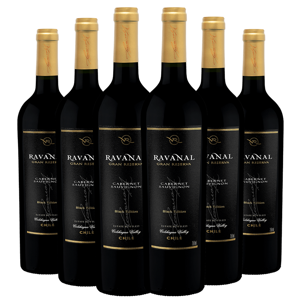 Kit Caixa Fechada 6 Garrafas Vinho Ravanal Gran Reserva Cabernet Sauvignon