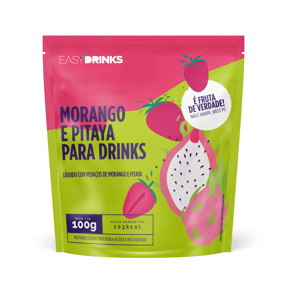 Preparado para Drinks Easy Drinks Morango + Pitaya Basta Adicionar Bebida Alcoólica 100g
